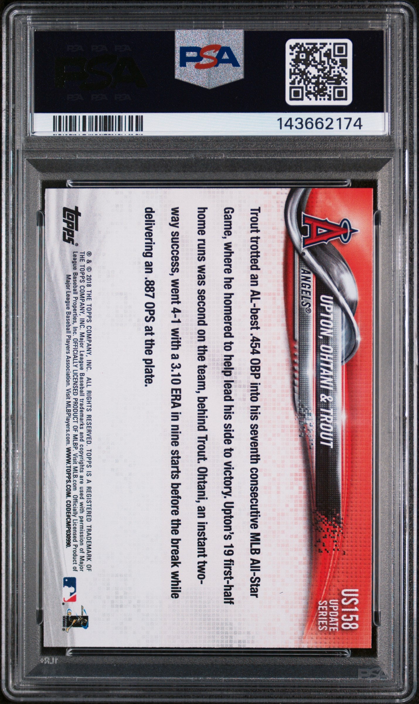 2018 Topps Update #US158 Upton/Ohtani/Trout PSA 9