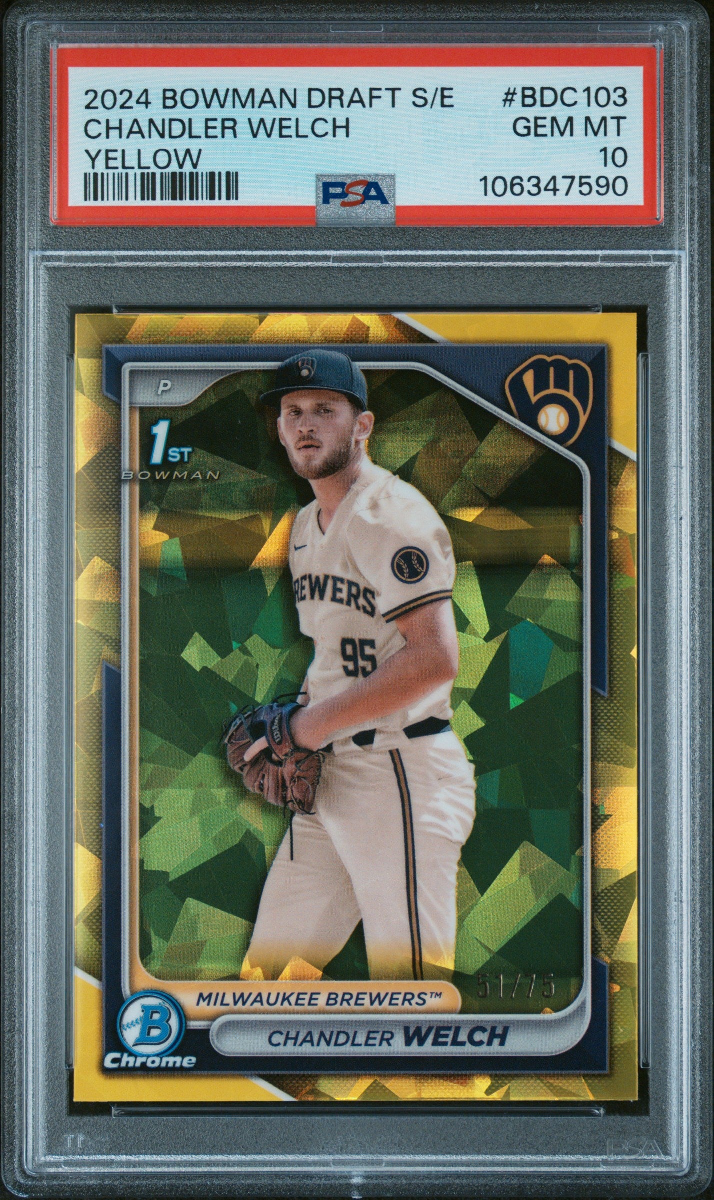 2024 Bowman Draft Sapphire Edition Topps #BDC103 Chandler Welch PSA 10