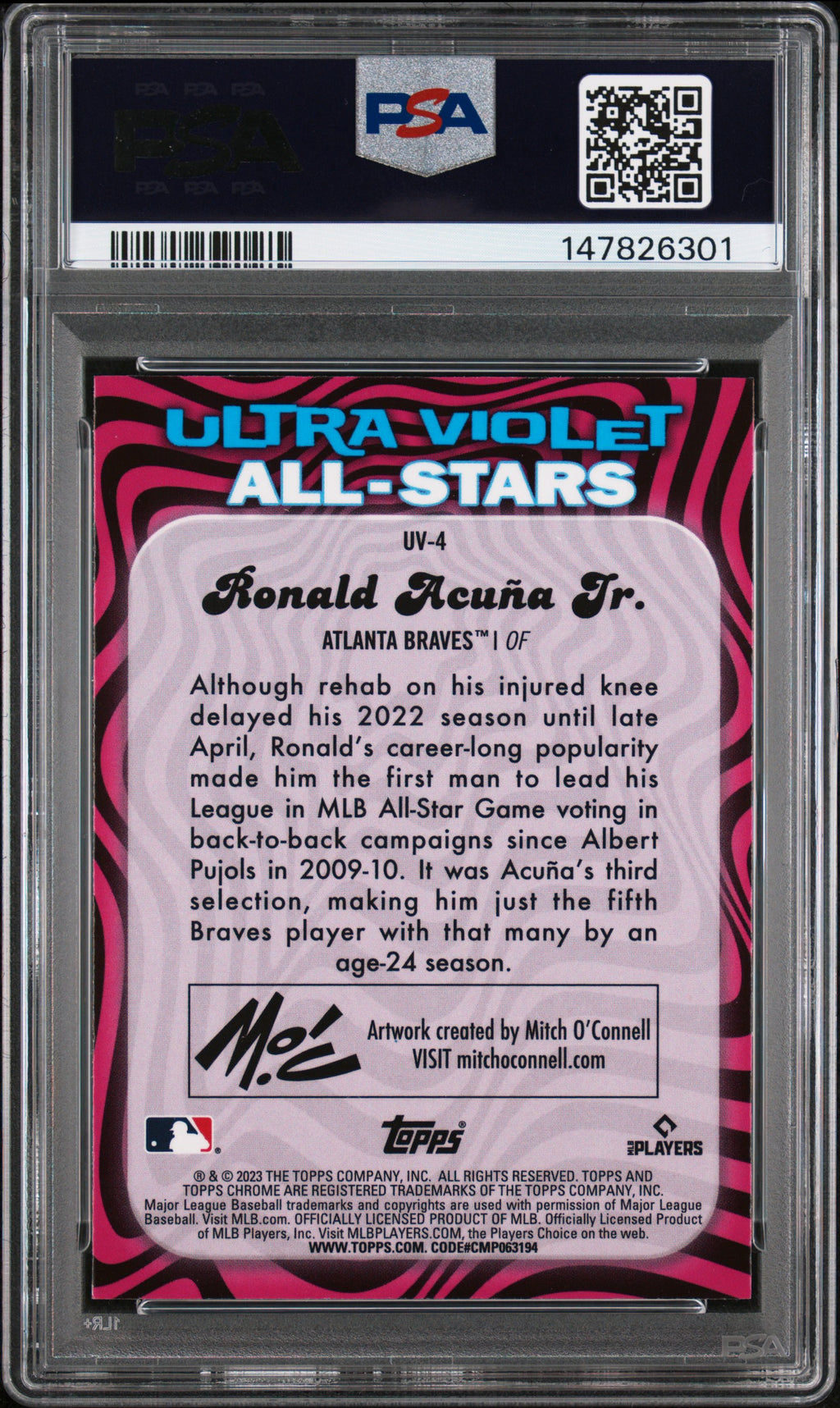 2023 Topps Chrome Ultraviolet All-Stars Topps #UV4 Ronald Acuna Jr. PSA 10