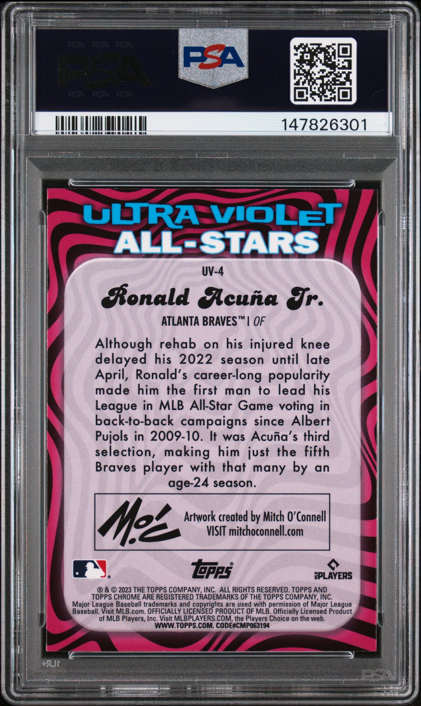 2023 Topps Chrome Ultraviolet All-Stars Topps #UV4 Ronald Acuna Jr. PSA 10