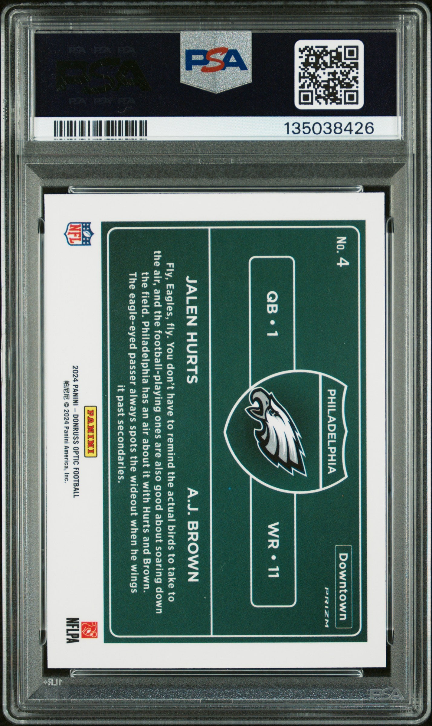 2024 Panini Donruss Optic Downtown Duos #4 Jalen Hurts/Aj Brown PSA 9