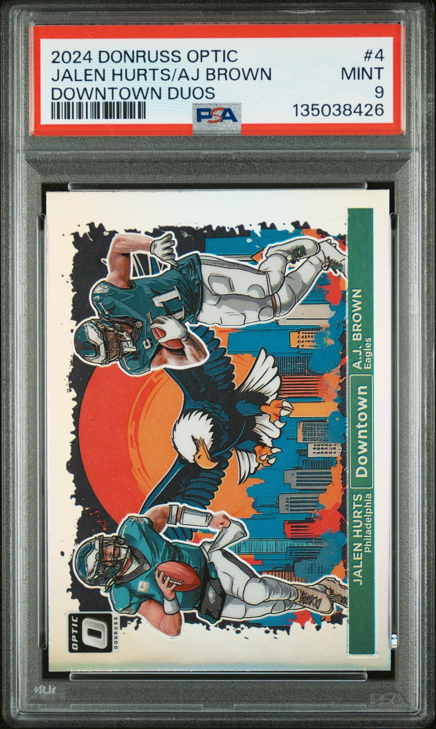 2024 Panini Donruss Optic Downtown Duos #4 Jalen Hurts/Aj Brown PSA 9