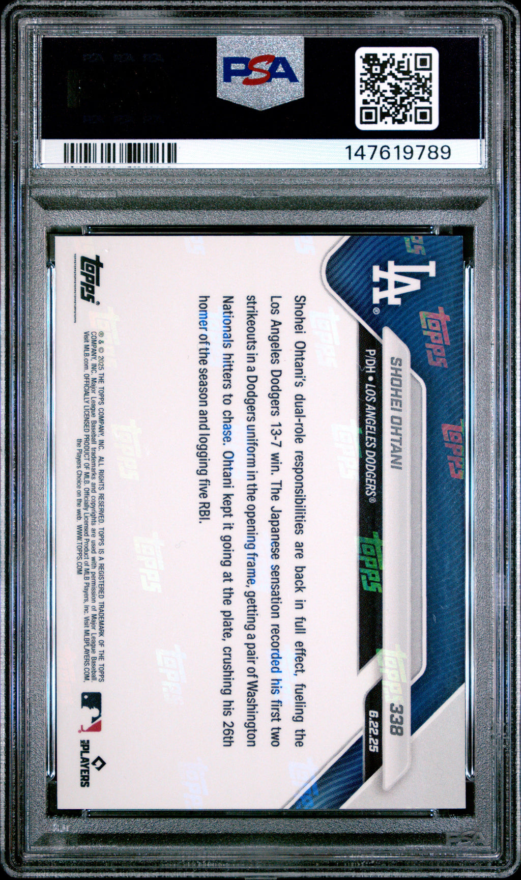 2025 Topps Now #338 Shohei Ohtani PSA 10