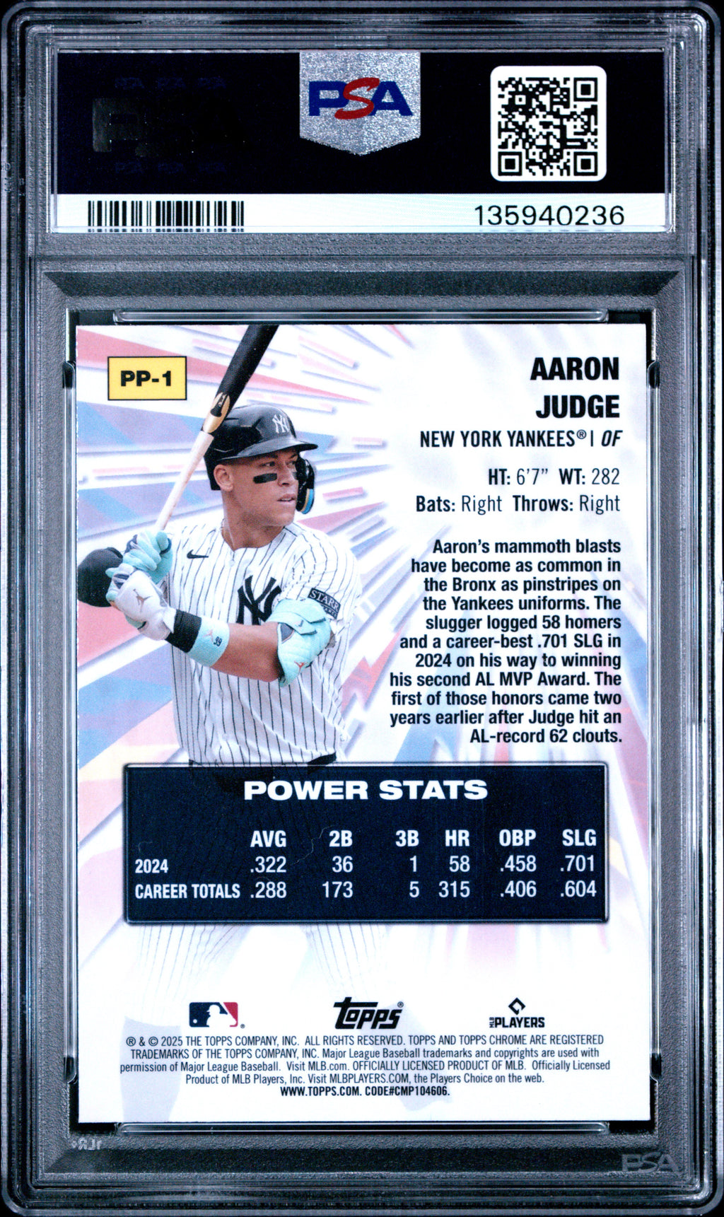 2025 Topps Chrome Power Players #PP1 Aaron Judge PSA 10