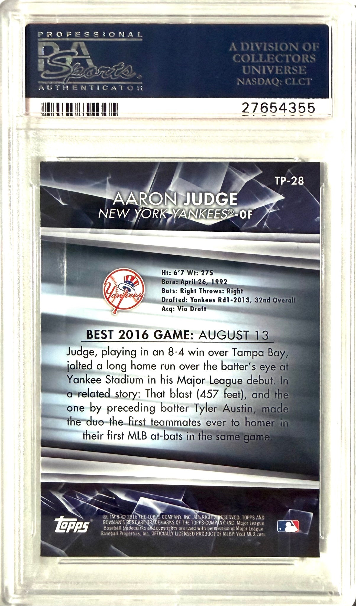 2016 Bowman's Best #TP-28 Aaron Judge Top Prospects PSA 10