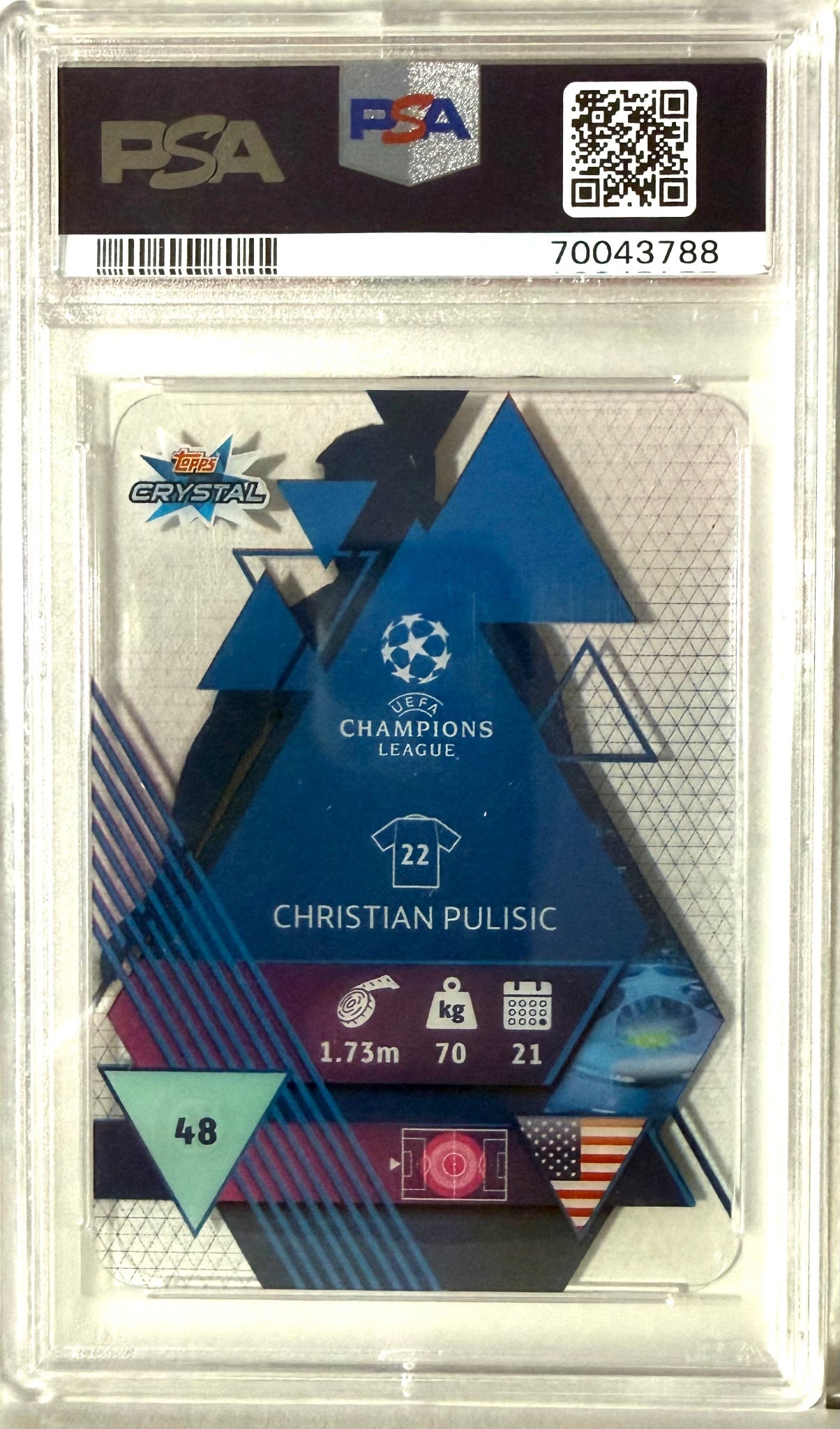 2019-20 Topps Crystal UEFA Champions League Topps #48 Christian Pulisic PSA 9