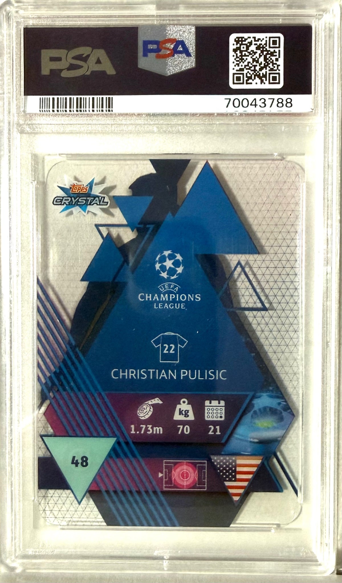 2019-20 Topps Crystal UEFA Champions League Topps #48 Christian Pulisic PSA 9