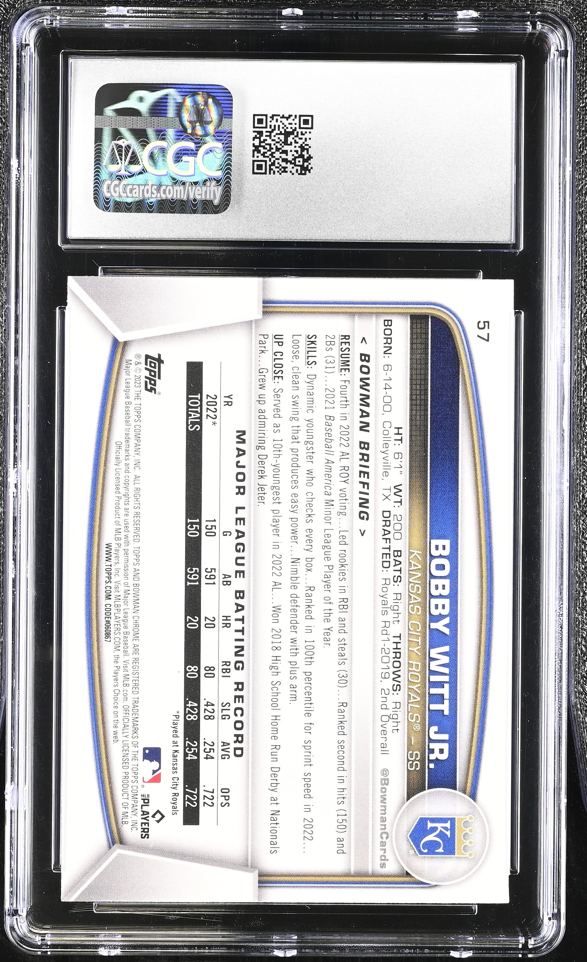 2023 Mega Box Bowman #57 Bobby Witt Jr. CGC 10