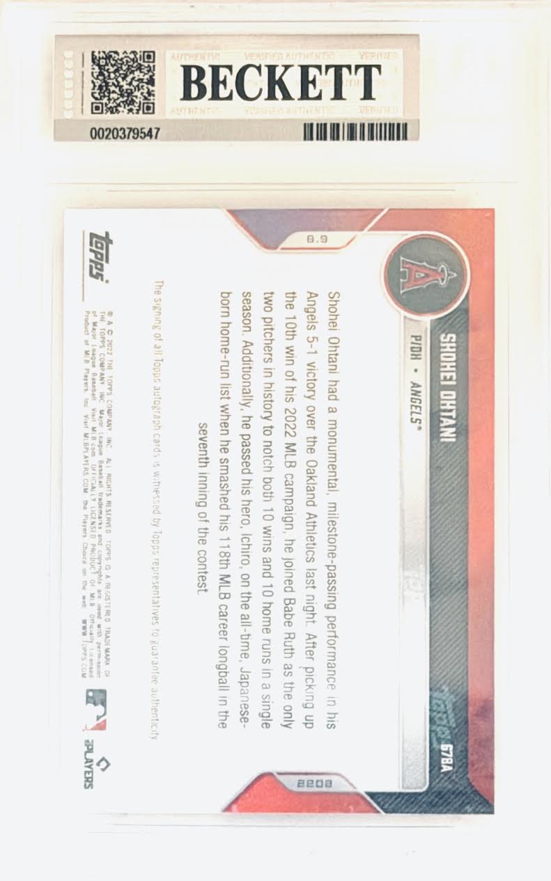 2022 Topps Now Shohei Ohtani #678A BGS Auto 10 96/99 - Low Pop New from Beckett