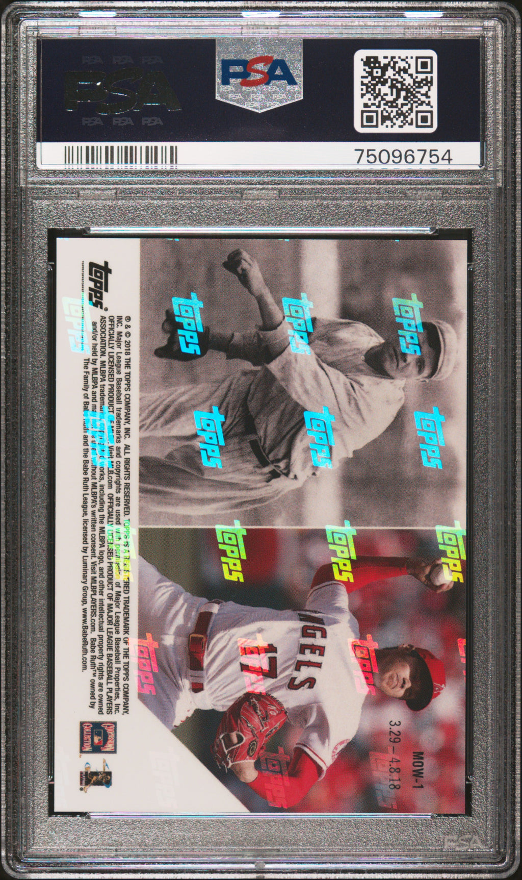 2018 Topps Now Moment Of The Week Topps #MOW1 B.Ruth/S.Ohtani PSA 10
