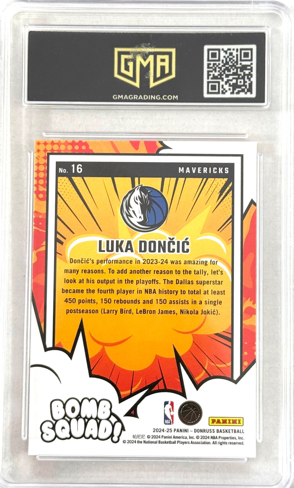 Bomb Squad Donruss #16 Luka Doncic GMA 10
