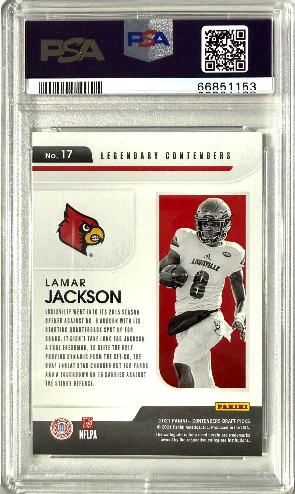 2021 Panini Contenders Draft Picks Panini #17 Lamar Jackson 27/39 POP 1