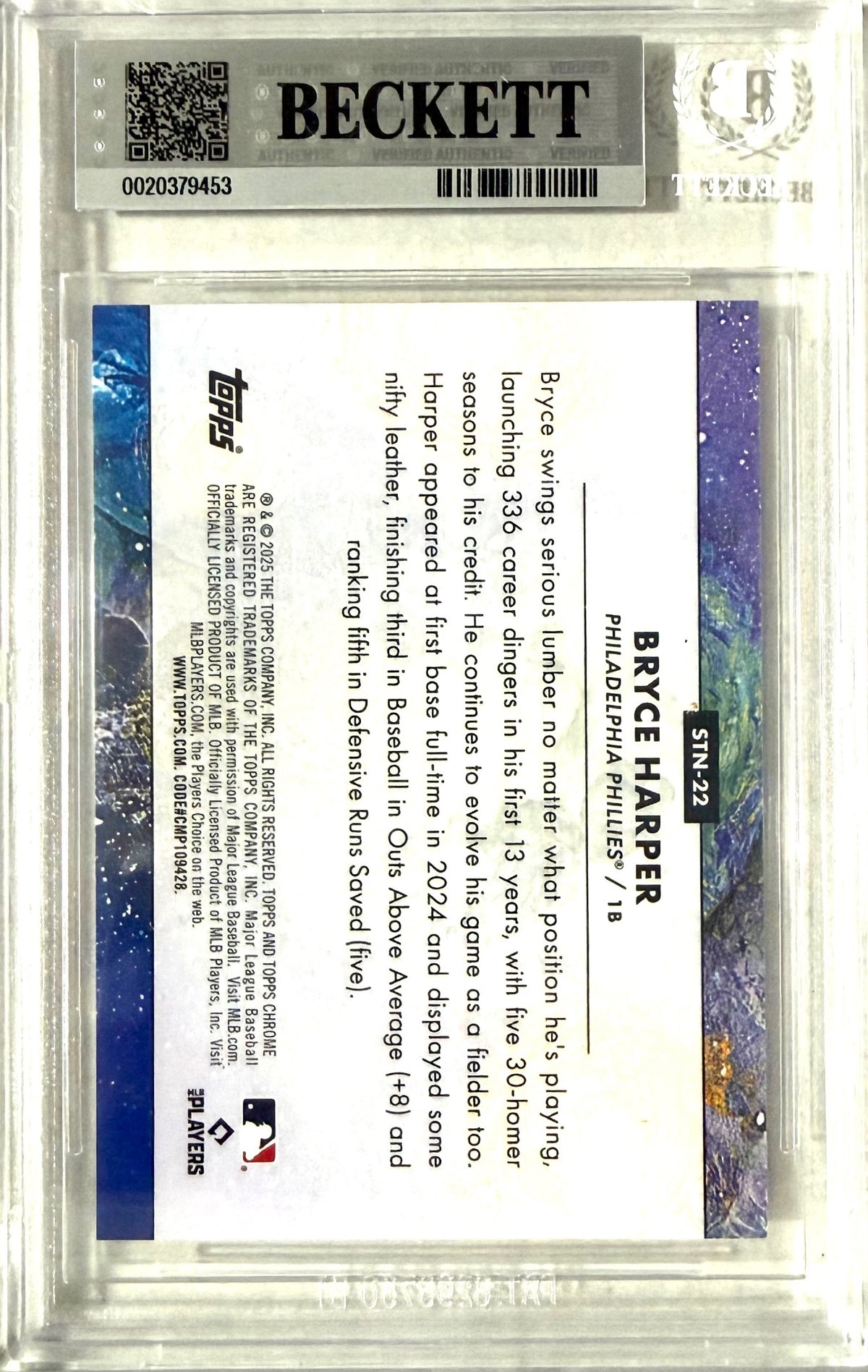 2025 Topps Chrome Cosmic Topps #STN-22 Bryce Harper BGS 9