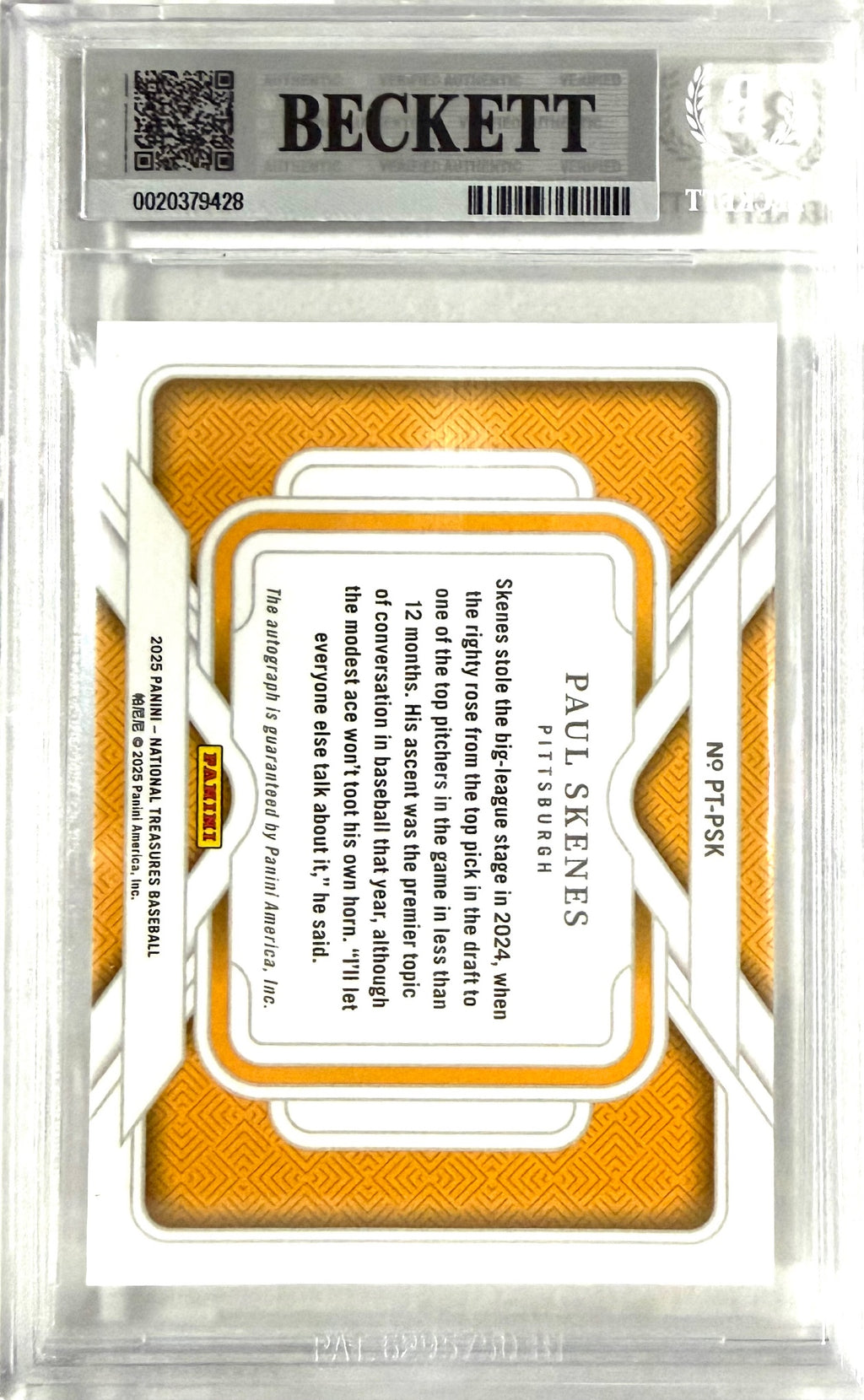2025 National Treasures #PT-PSK Paul Skenes BGS 9 46/49 POP 1