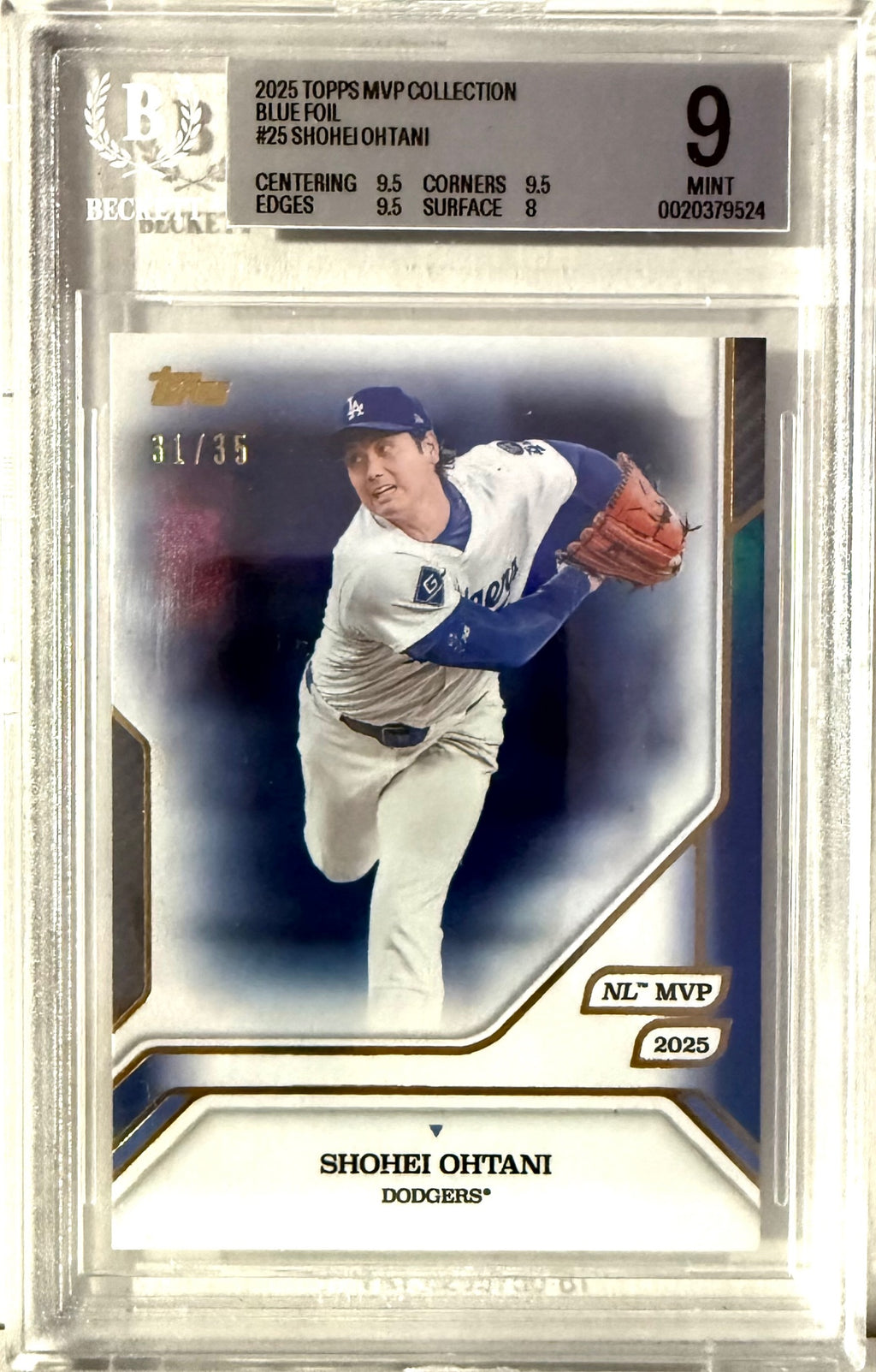 2025 Topps MVP Collection #25 Shohei Ohtani Blue Foil BGS 9 #/35 POP 1