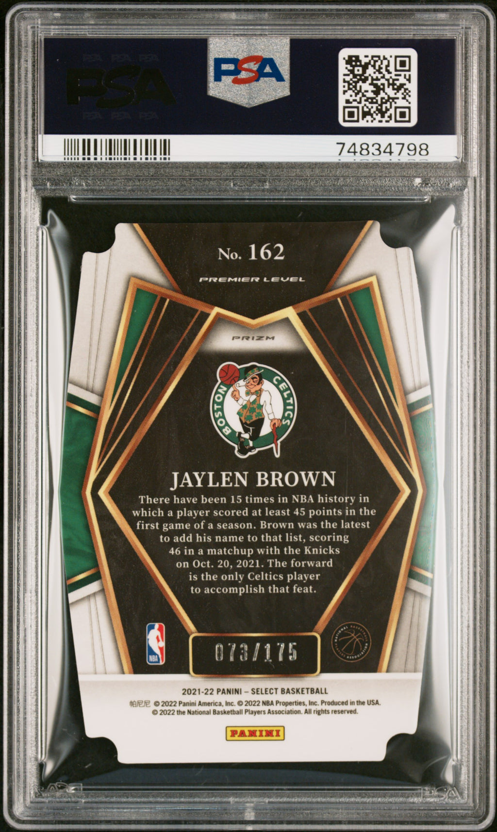 2021 Panini Select #162 Jaylen Brown PSA 10