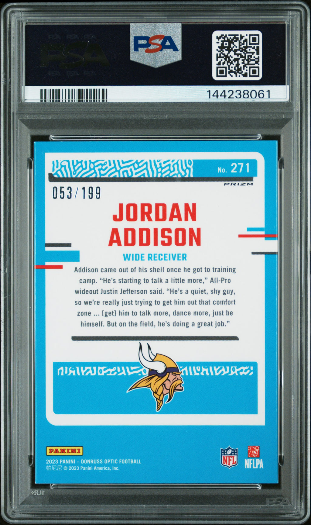 2023 Panini Donruss Optic #271 Jordan Addison PSA 10