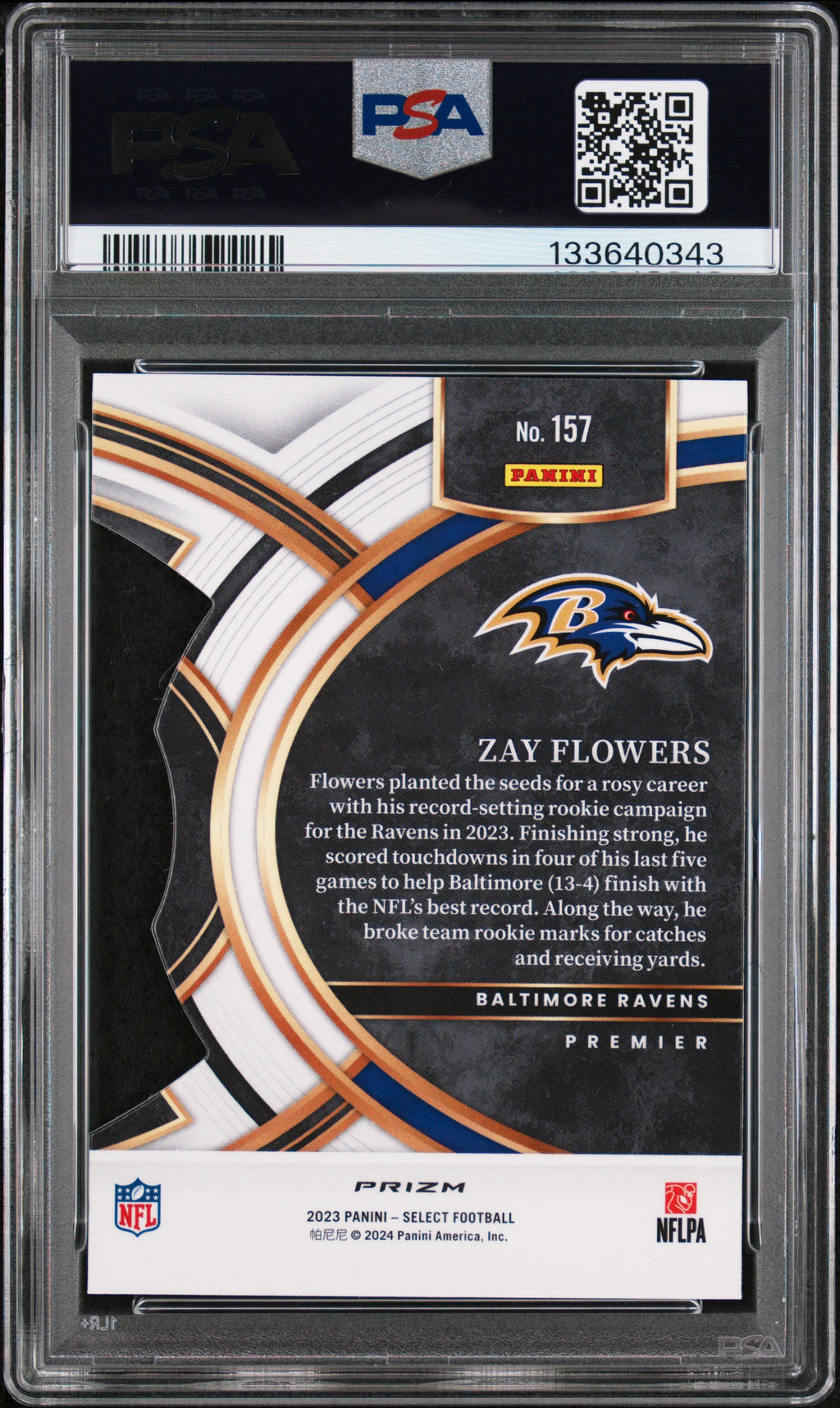 2023 Panini Select #157 Zay Flowers PSA 10