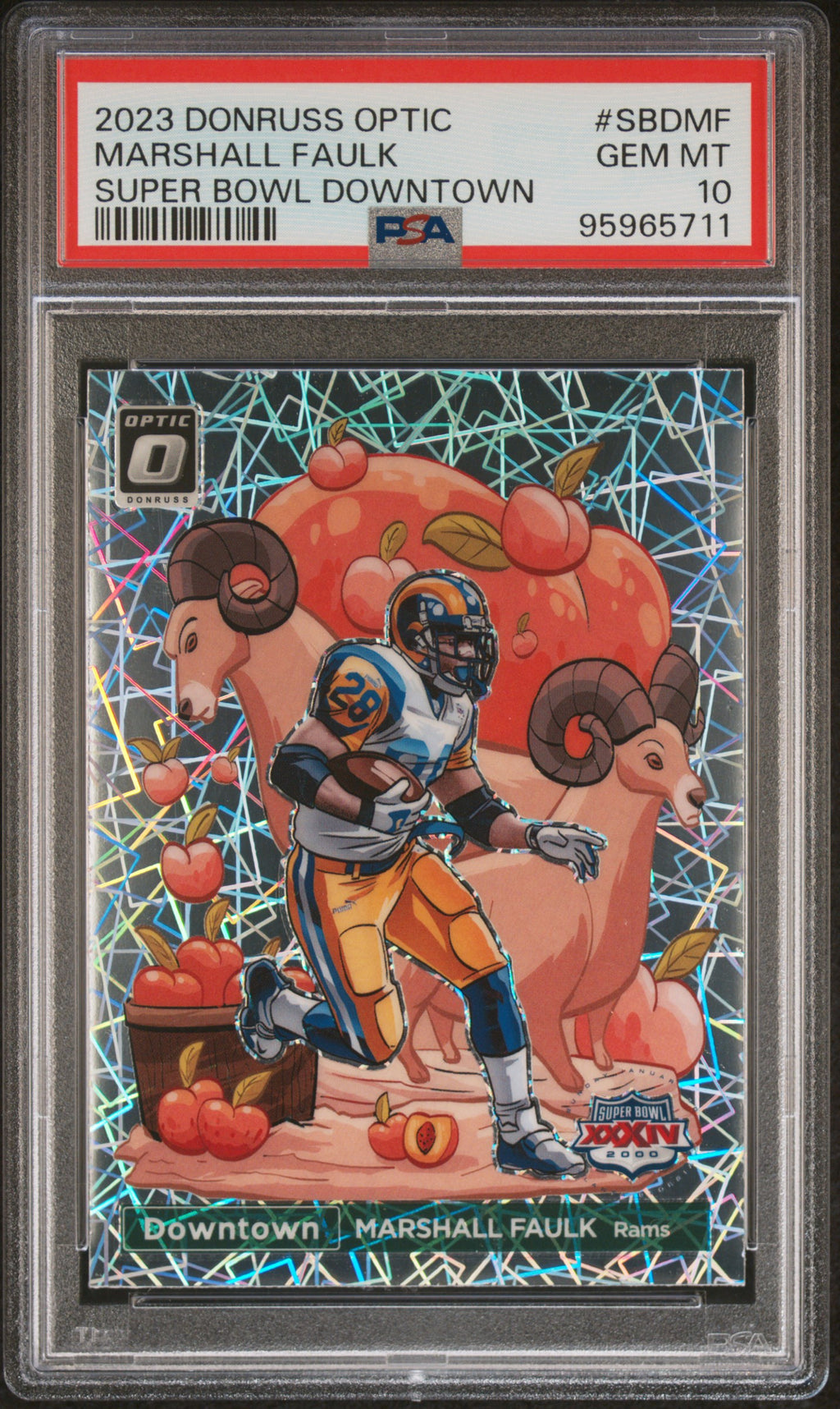 2023 Panini Donruss Optic Super Bowl Downtown #SBDMF Marshall Faulk PSA 10