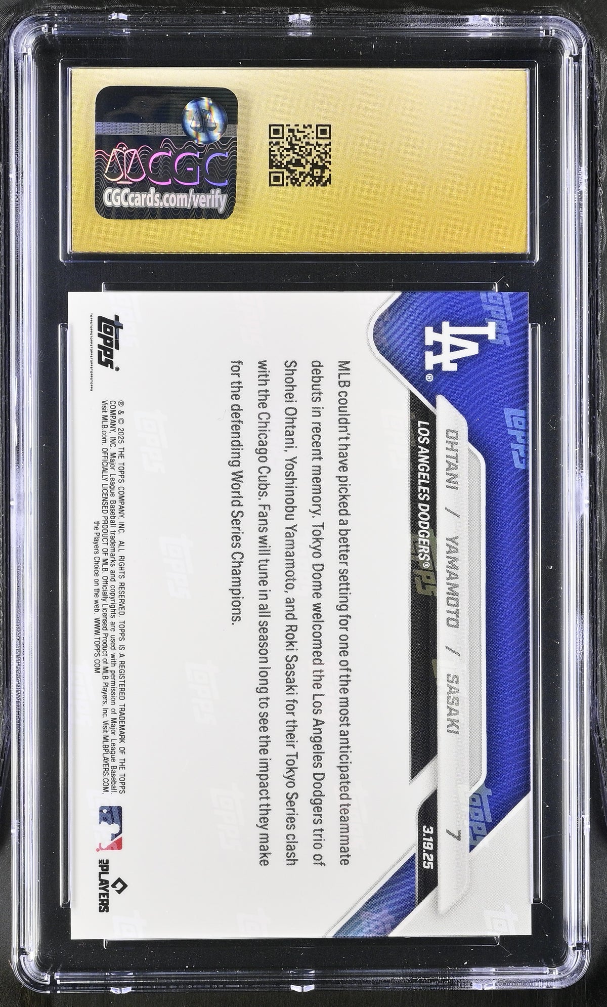 2025 Now Topps #7 Ohtani/Yamamoto/Sasaki CGC 10