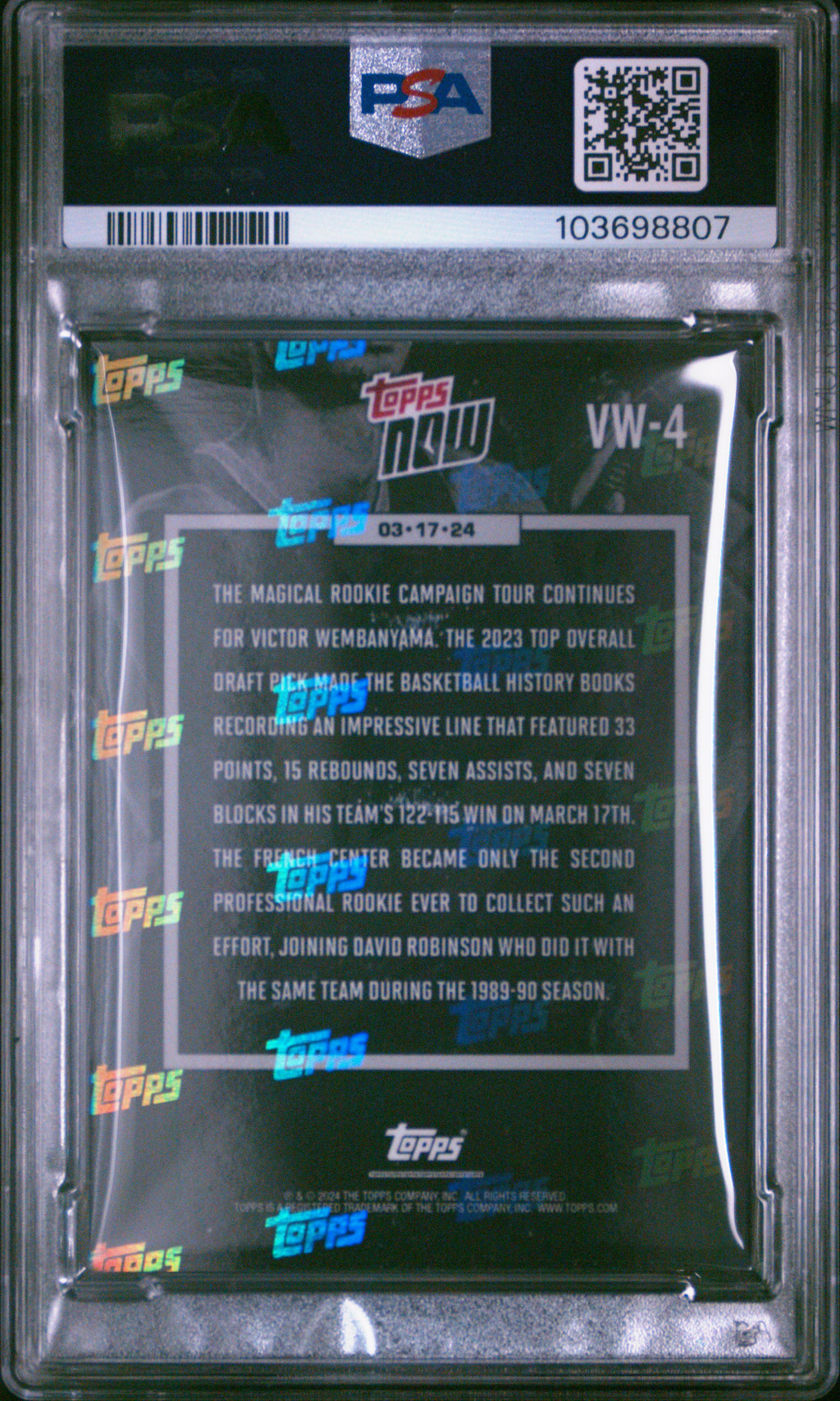 2023 Topps Now #VW4 Victor Wembanyama PSA 9