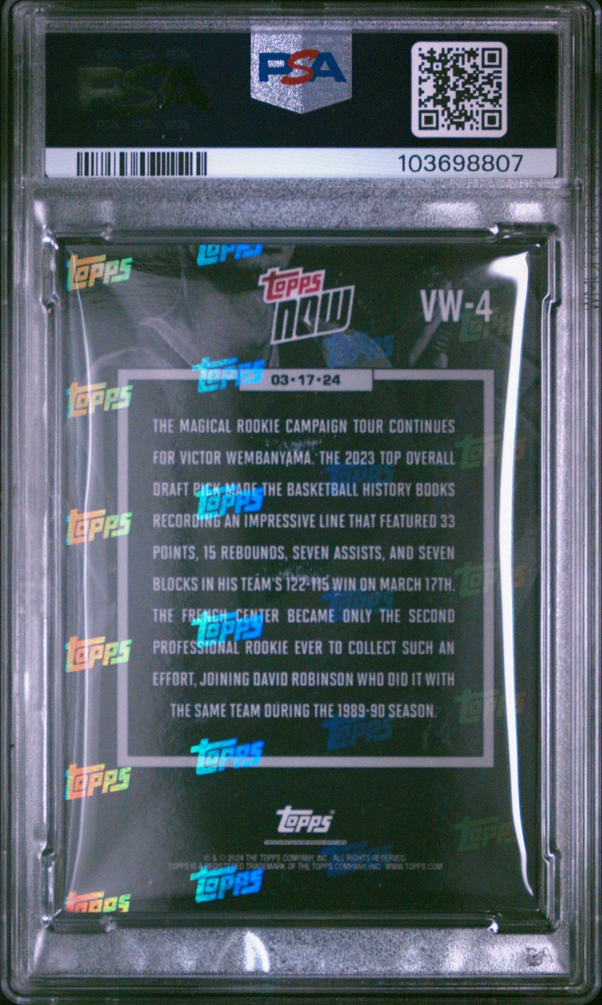 2023 Topps Now #VW4 Victor Wembanyama PSA 9