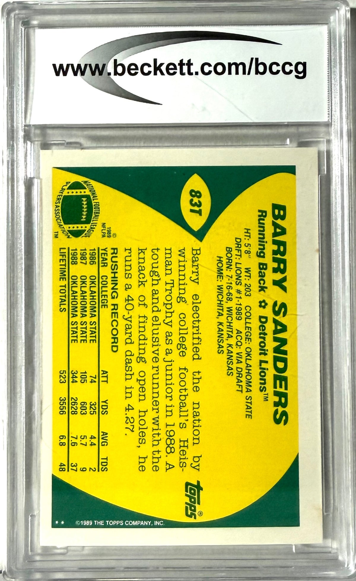 #1989 Topps Traded Topps #83T Barry Sanders PSA 9