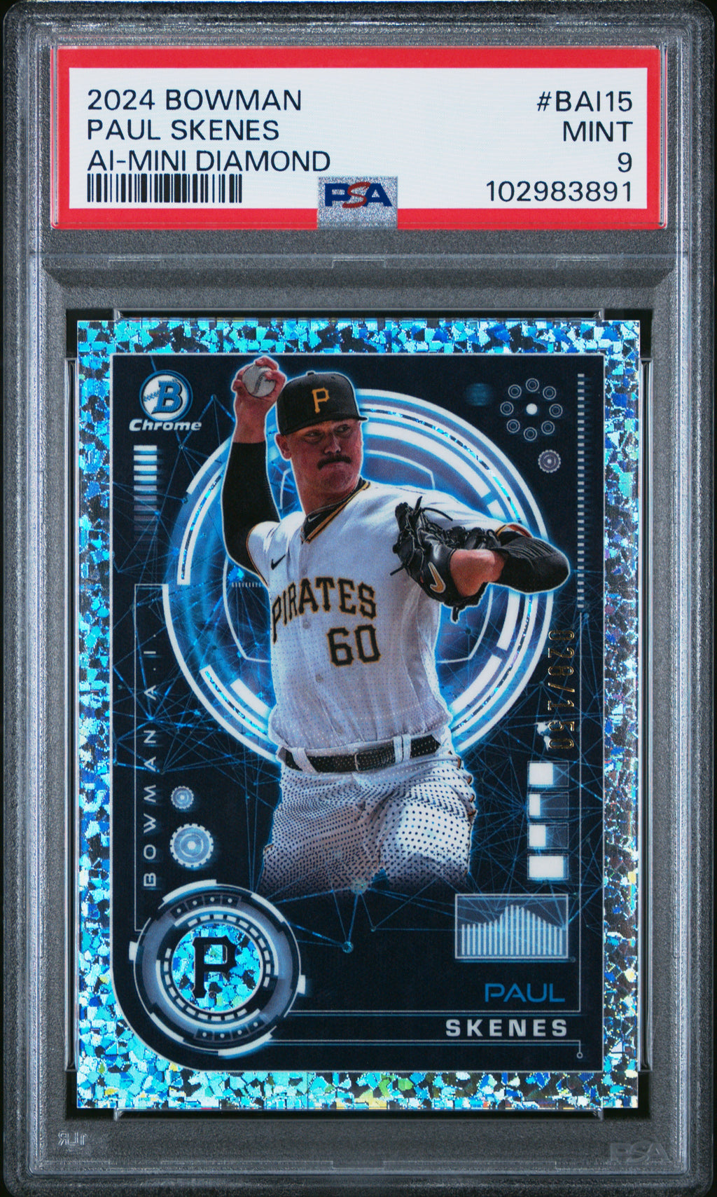 2024 Bowman Ai #BAI15 Paul Skenes Ai-Mini Diamond PSA 9