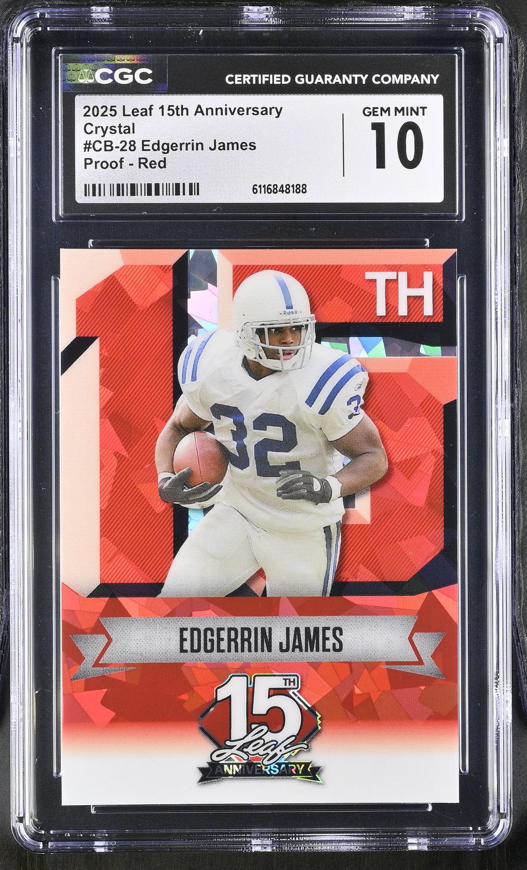 2025 15th Anniversary Leaf #CB-28 Edgerrin James CGC 10 POP 1