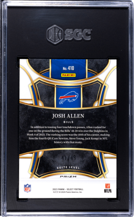 2023 Panini Select #410 Josh Allen #41/49 SGC 10