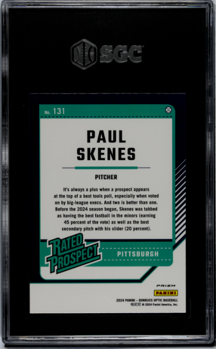 2024 Donruss #131 Paul Skenes Optic Blue Velocity Prizm SGC 10