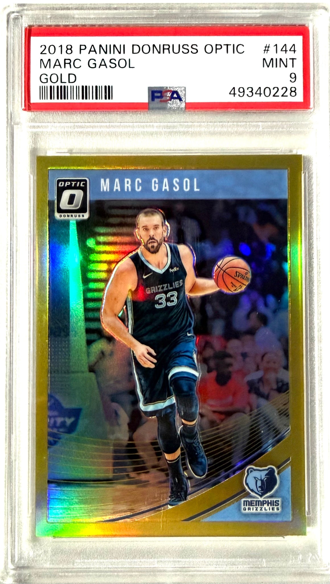 ##144 Marc Gasol Optic gold PSA 9 3/10 POP 3