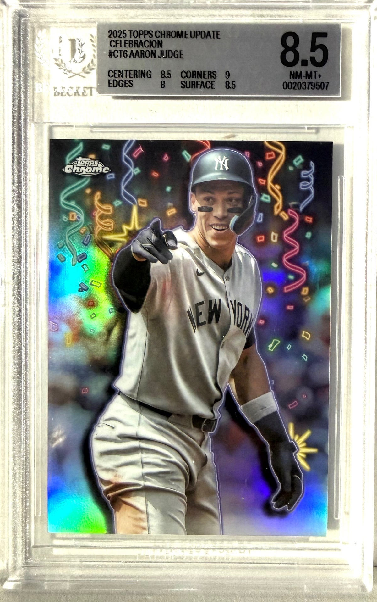 2025 Topps Chrome Update #CT-6 Aaron Judge Celebración BGS 8.5