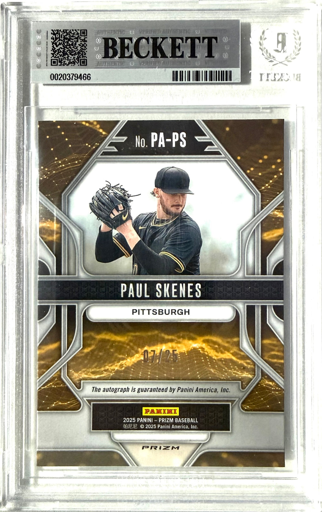 2025 Panini Prizm Prizmatic #PA-PS Paul Skeens BGS Auto 10 #25