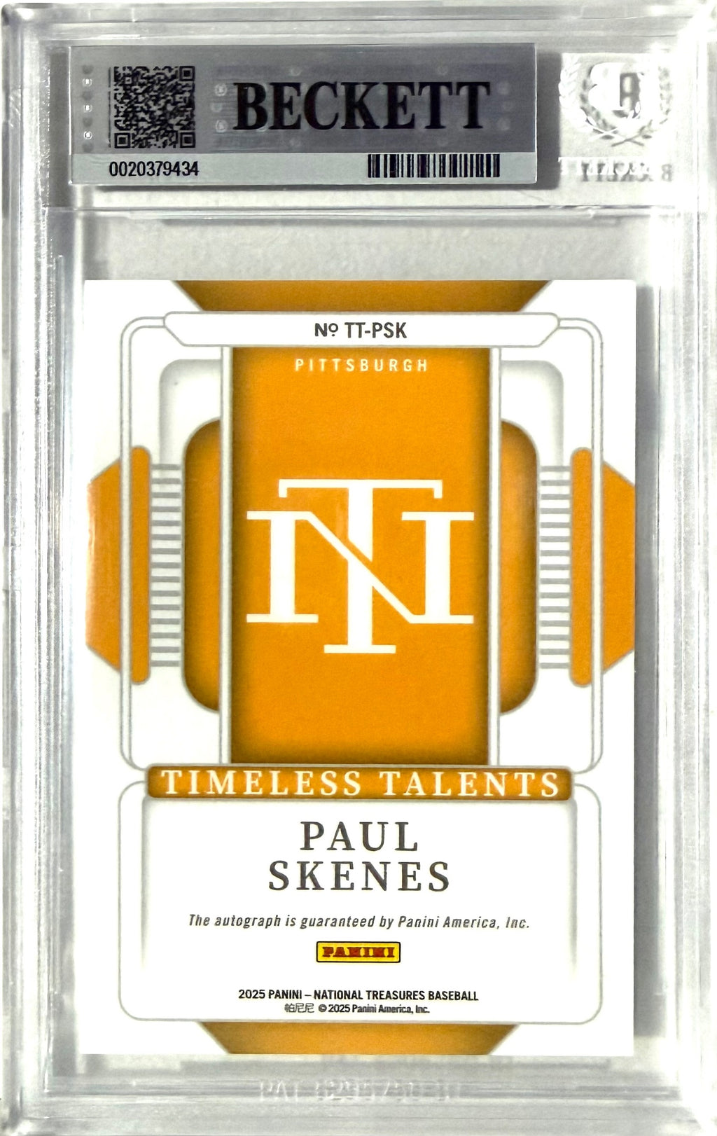 2025 National Treasures Timeless Talents TTPSK Paul Skenes POP 1