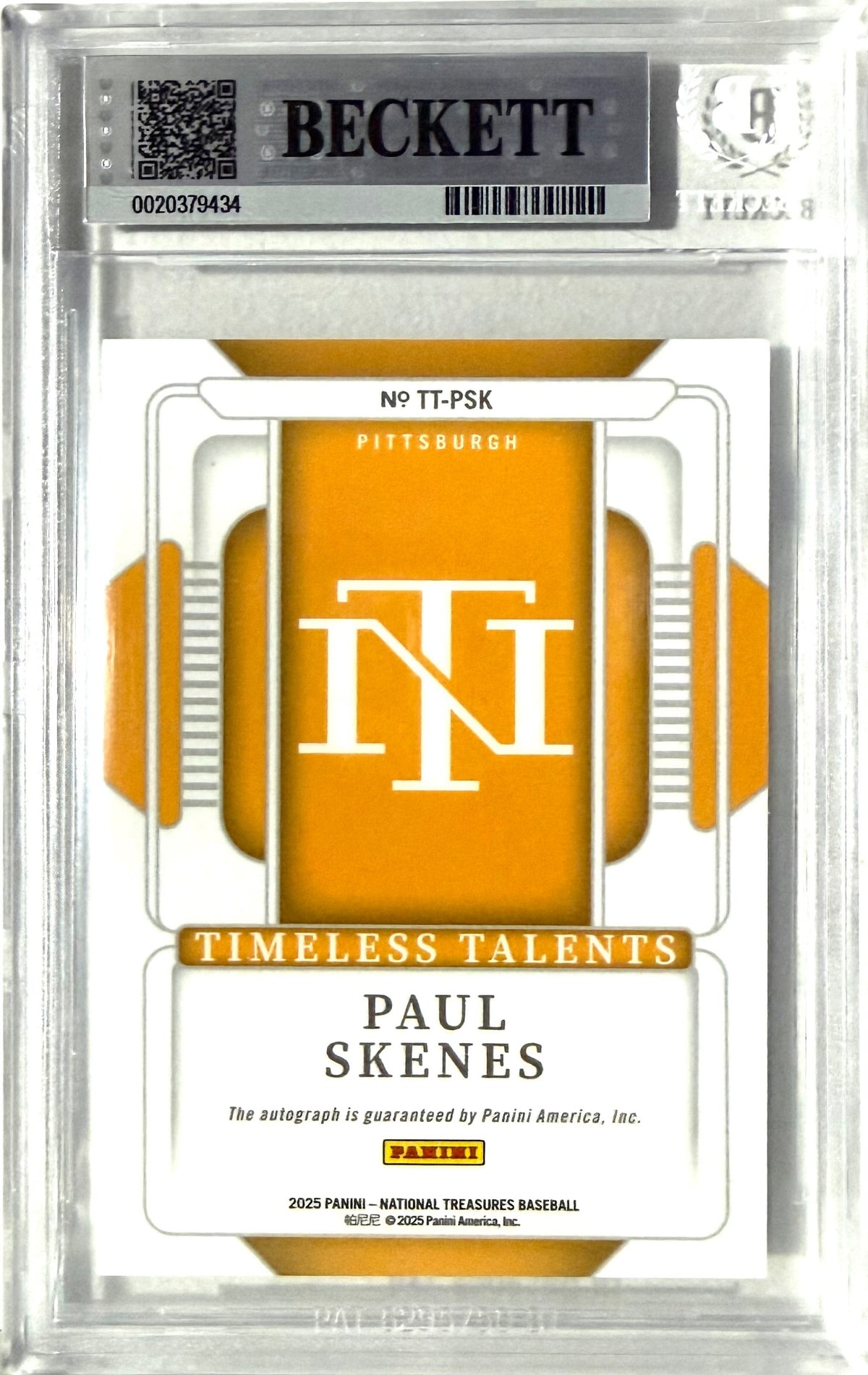2025 National Treasures Timeless Talents TTPSK Paul Skenes POP 1