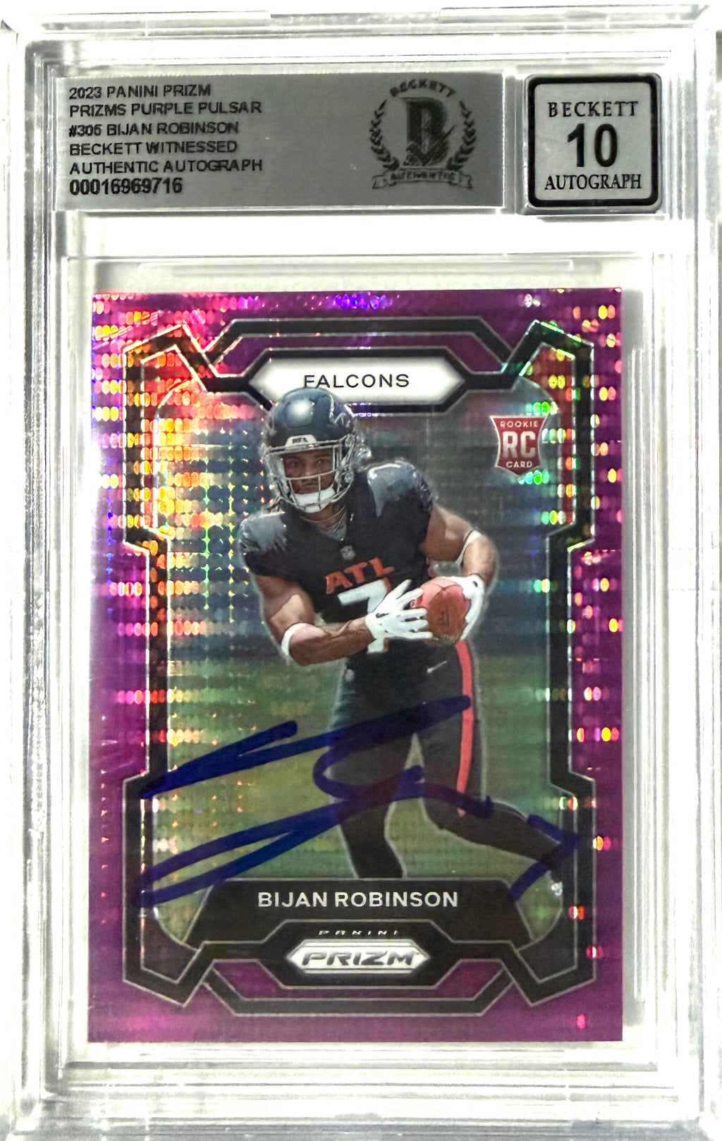 2023 Panini Prizm Purple Pulsar Bijan Robinson RC #305 BGS 10
