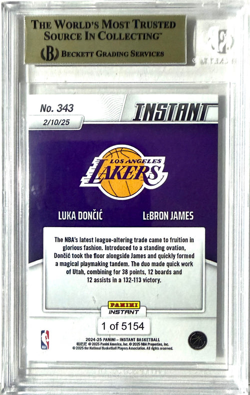 #2024-25 Panini Instant NBA Panini #343 Luka Doncic / LeBron James BGS 9.5