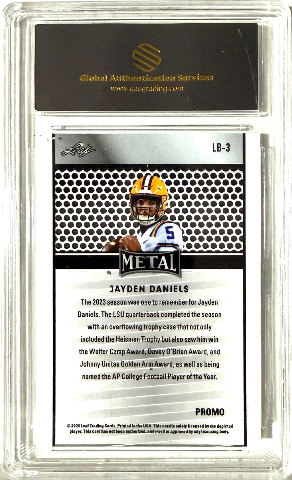 #2024 Leaf Collective Promo #LB-3 Jayden Daniels GAS 10