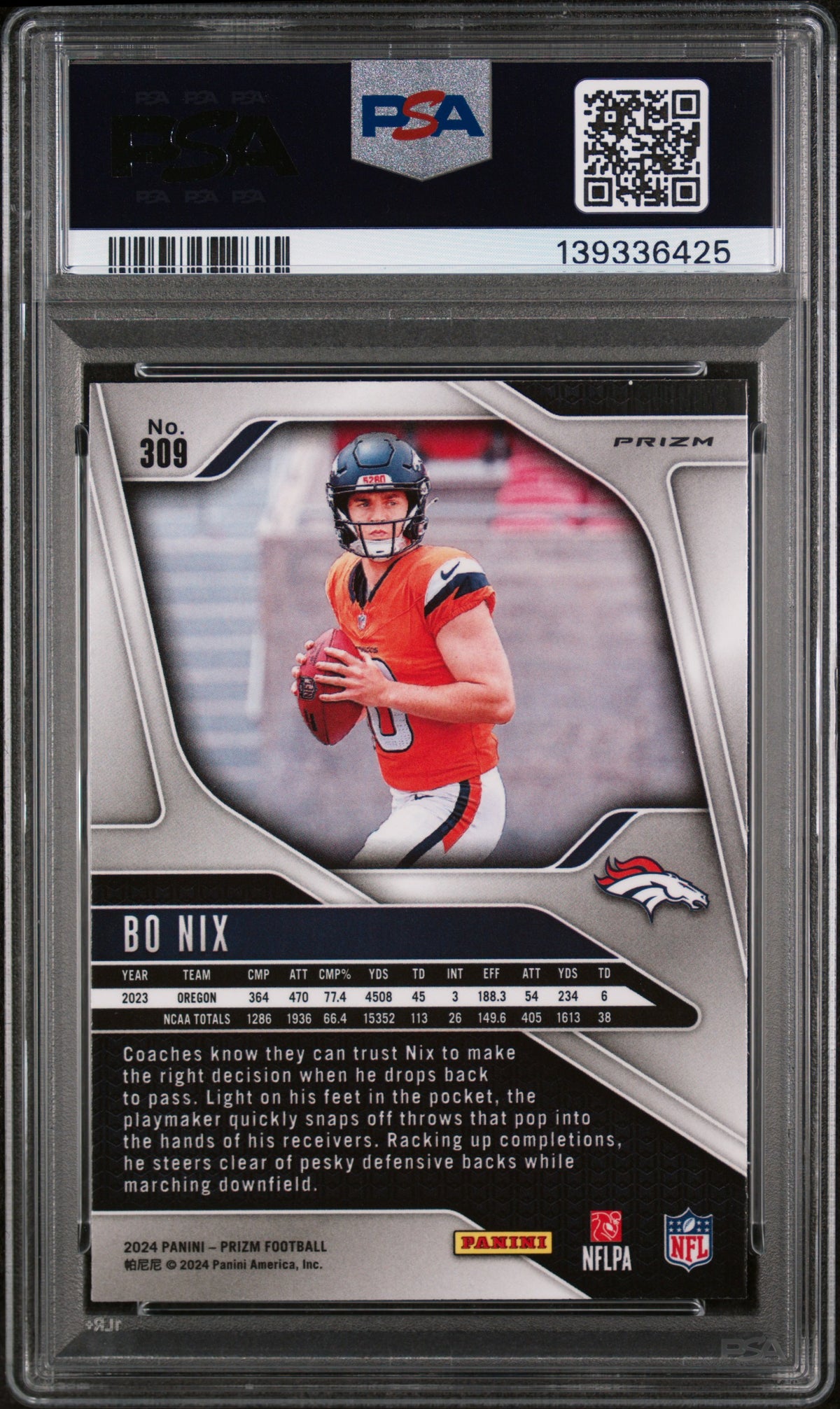 2024 Panini Prizm #309 Bo Nix PSA 10