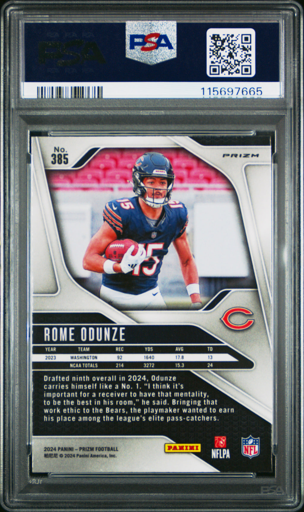 2024 Panini Prizm #385 Rome Odunze PSA 10