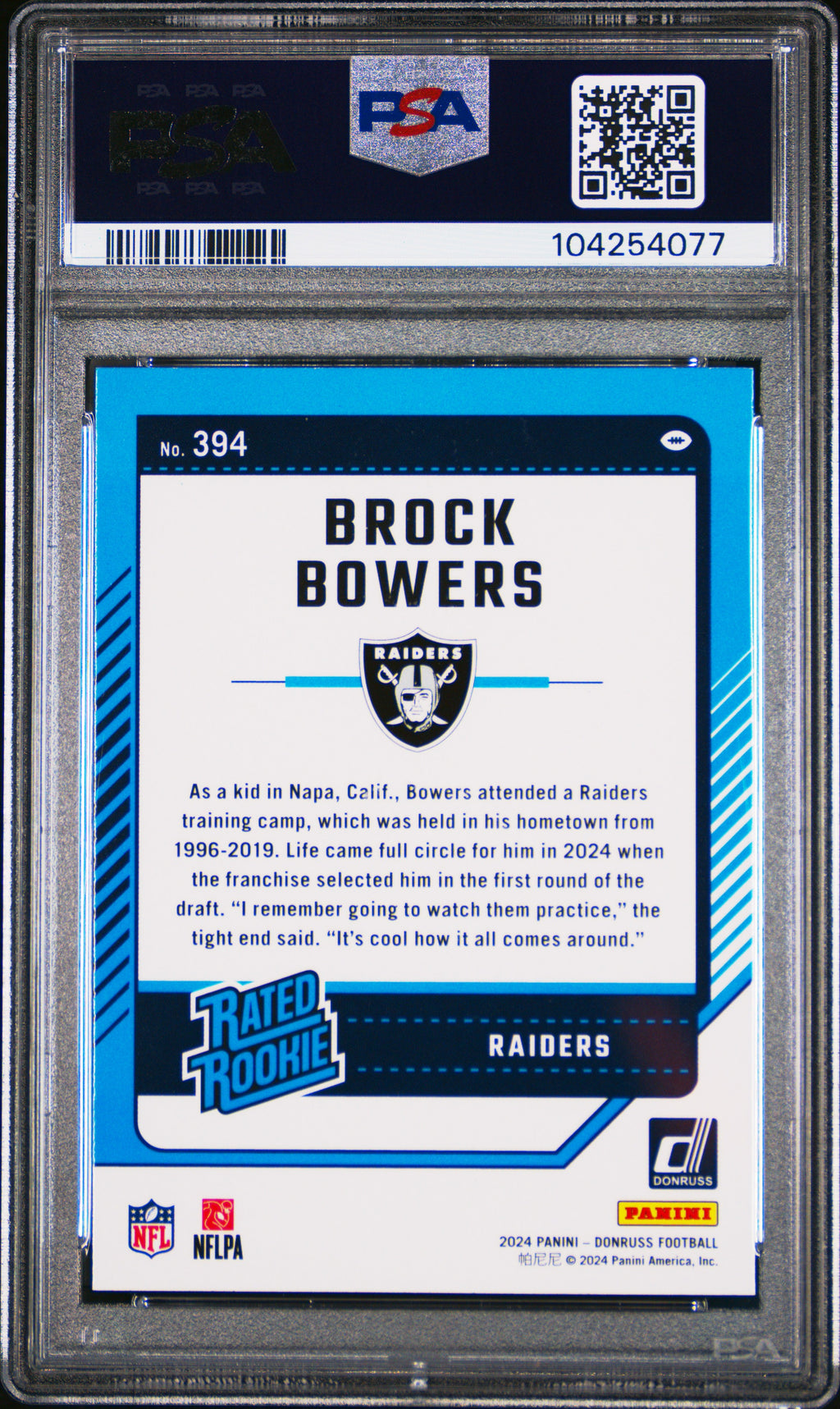 2024 Panini Donruss #394 Brock Bowers PSA 10