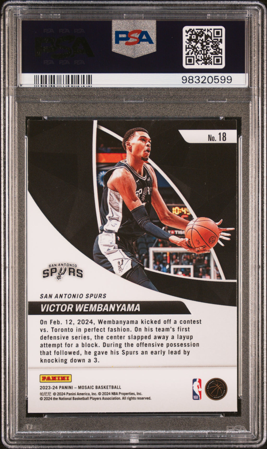 2023 Panini Mosaic Elevate #18 Victor Wembanyama PSA 10