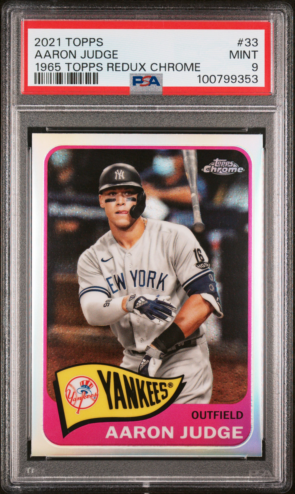 2021 Topps 1965 Topps Redux Chrome #33 Aaron Judge 1965 Topps Redux Chrome PSA 9
