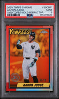2025 Topps Chrome 1990 Topps #90CB11 Aaron Judge 1990 Topps-Gold Refractor PSA 9