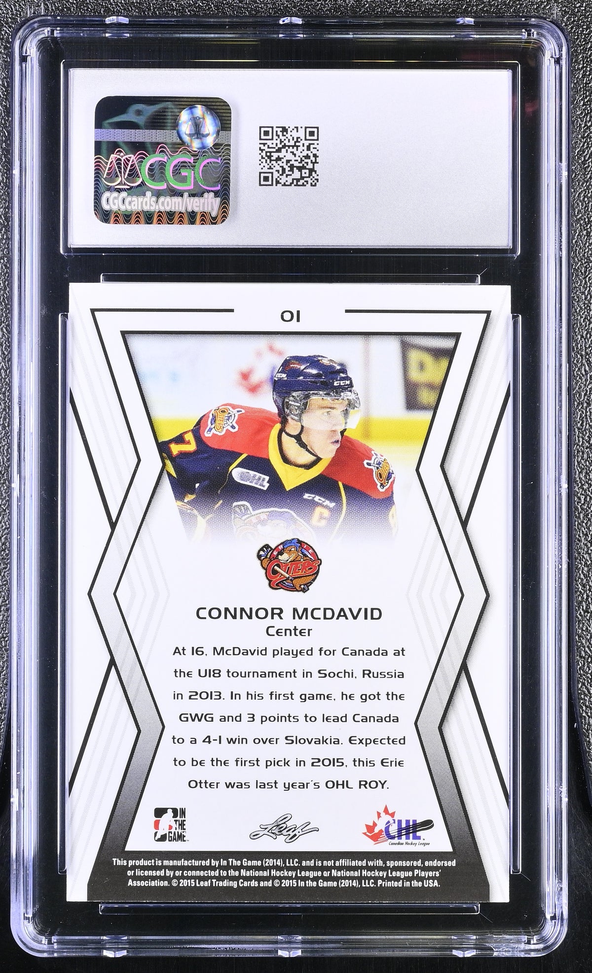 2014-15 CHL Draft In The Game #01 Connor McDavid CGC 10