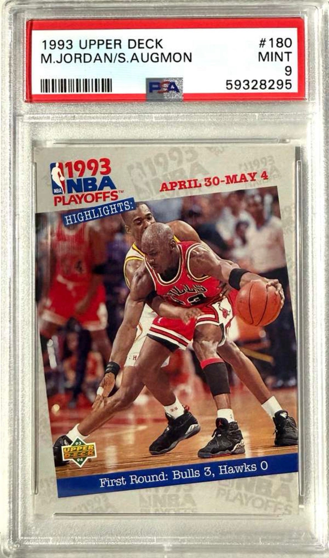 1993 Upper Deck NBA Playoffs #180 Jordan / Augmon PSA 9
