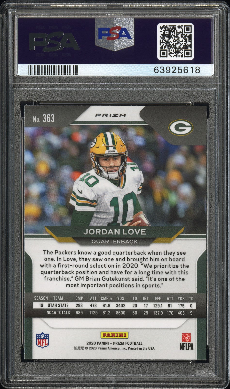 2020 Panini Prizm Panini #363 Jordan Love PSA 10