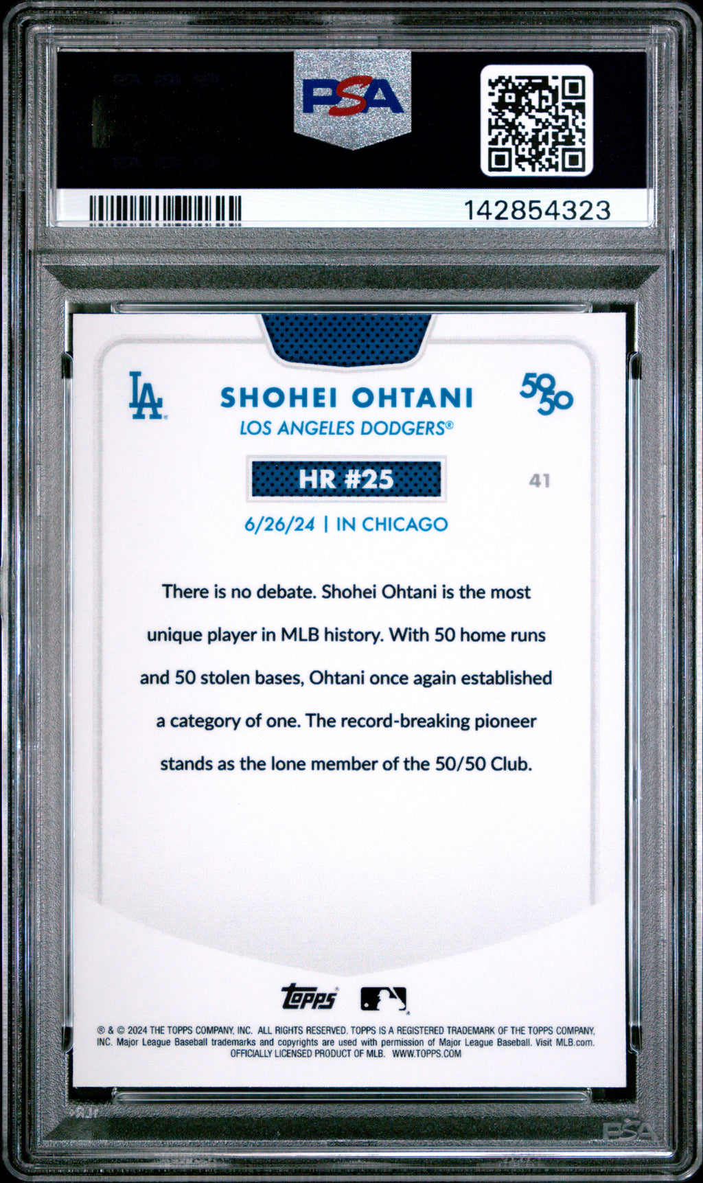 2024 Topps 50/50 Shohei Ohtani #41 Shohei Ohtani Chrome Green Refractor #/99