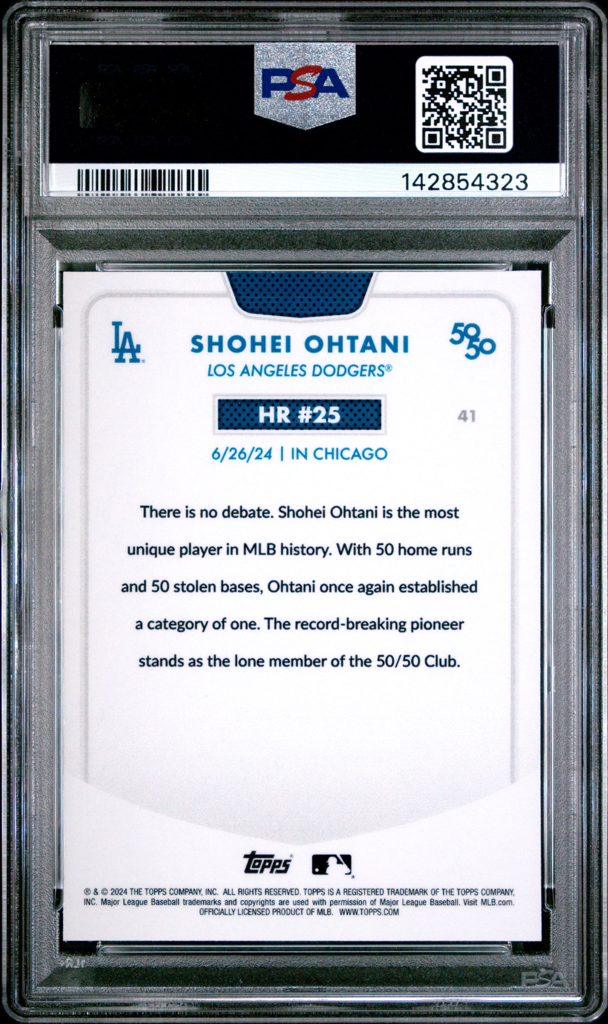 2024 Topps 50/50 Shohei Ohtani #41 Shohei Ohtani Chrome Green Refractor #/99